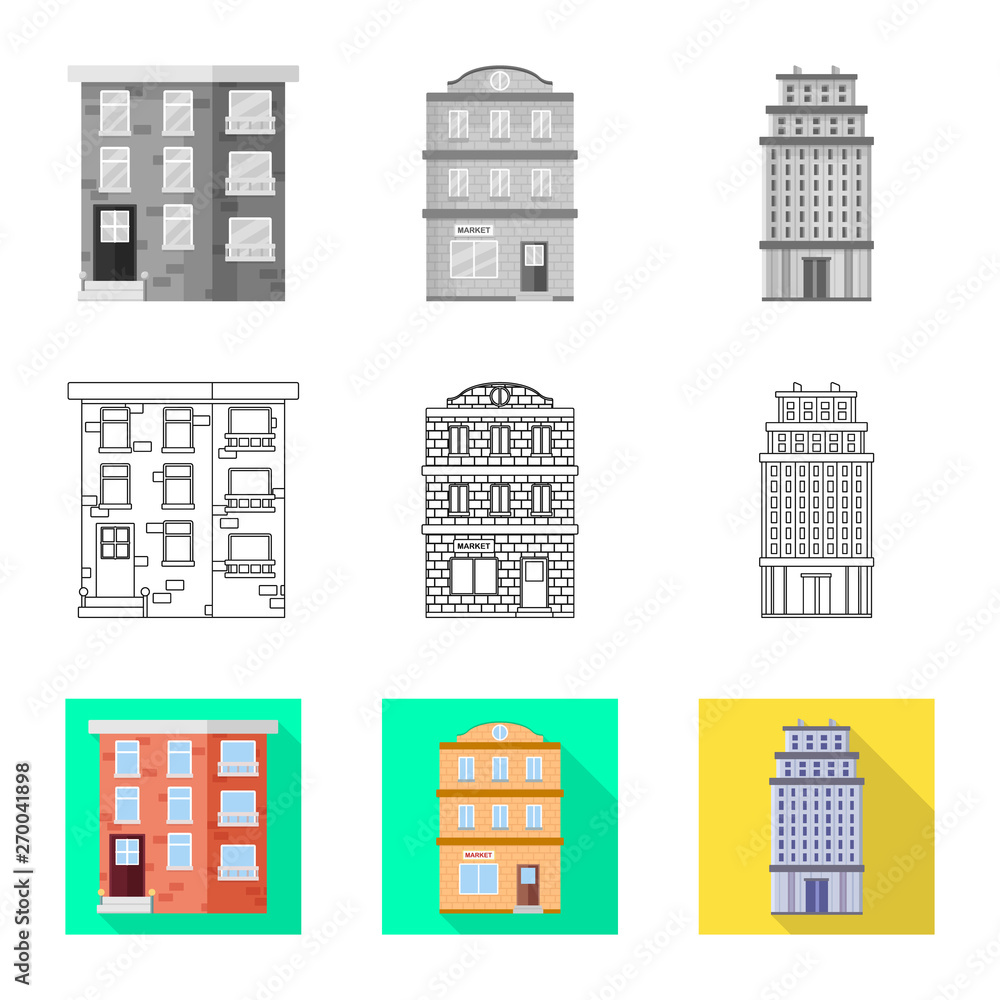 Isolated object of municipal and center symbol. Collection of municipal and estate   vector icon for stock.