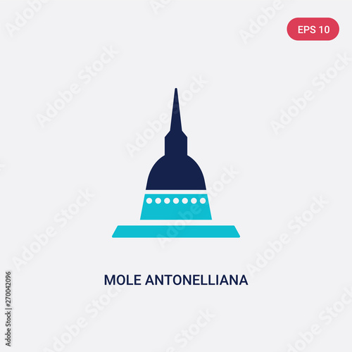 two color mole antonelliana in turin vector icon from cinema concept. isolated blue mole antonelliana in turin vector sign symbol can be use for web, mobile and logo. eps 10