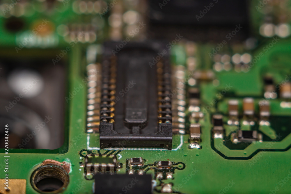 Board with chips disassembled close-up, nano technology. Board with chips disassembled close-up, nano technology.