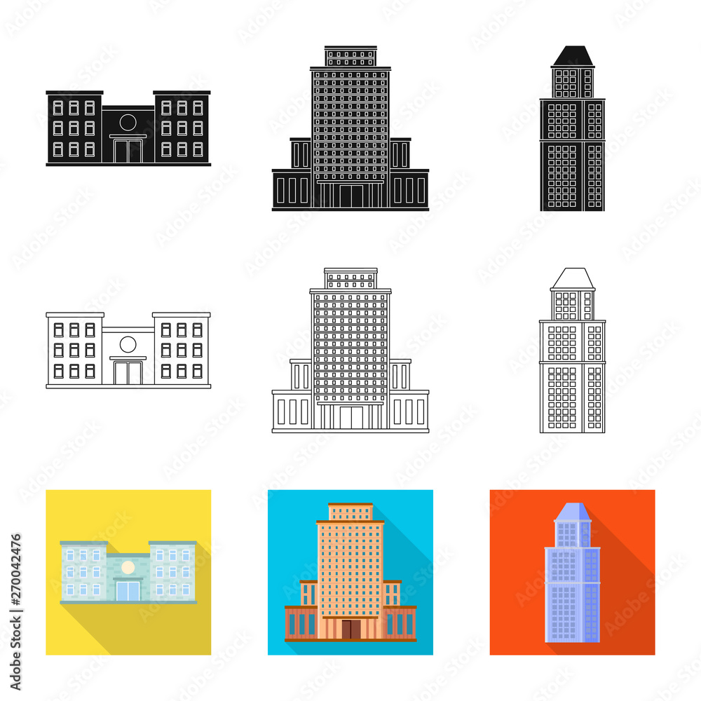 Isolated object of municipal and center icon. Collection of municipal and estate   stock symbol for web.