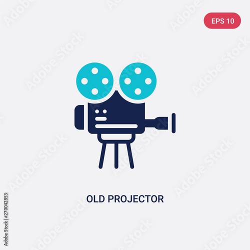two color old projector vector icon from cinema concept. isolated blue old projector vector sign symbol can be use for web, mobile and logo. eps 10