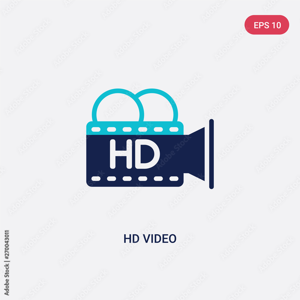 Fototapeta premium two color hd video vector icon from cinema concept. isolated blue hd video vector sign symbol can be use for web, mobile and logo. eps 10
