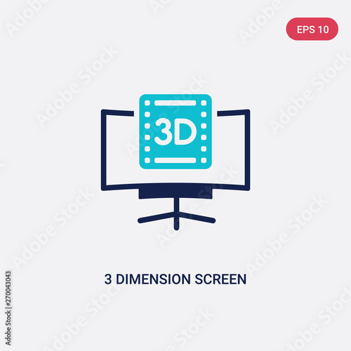 two color 3 dimension screen vector icon from cinema concept. isolated blue 3 dimension screen vector sign symbol can be use for web, mobile and logo. eps 10
