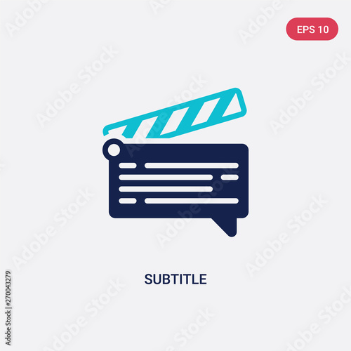two color subtitle vector icon from cinema concept. isolated blue subtitle vector sign symbol can be use for web, mobile and logo. eps 10