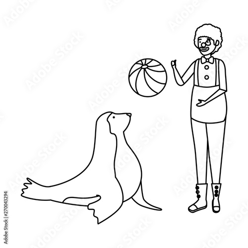circus clown with marine seal comic characters