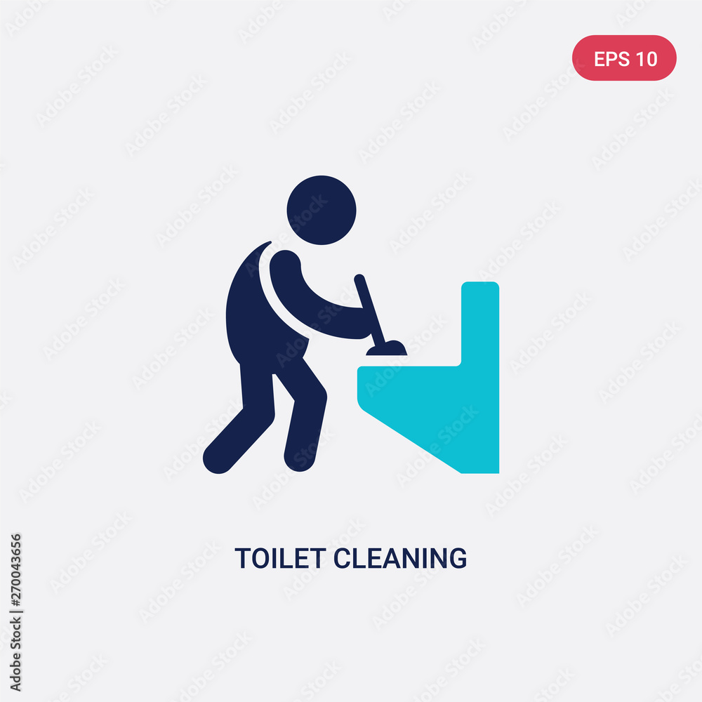 two color toilet cleaning vector icon from cleaning concept. isolated blue toilet cleaning vector sign symbol can be use for web, mobile and logo. eps 10