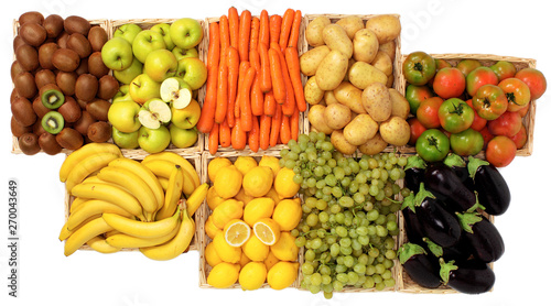 Frutta e verdura nei cesti  vista dall alto