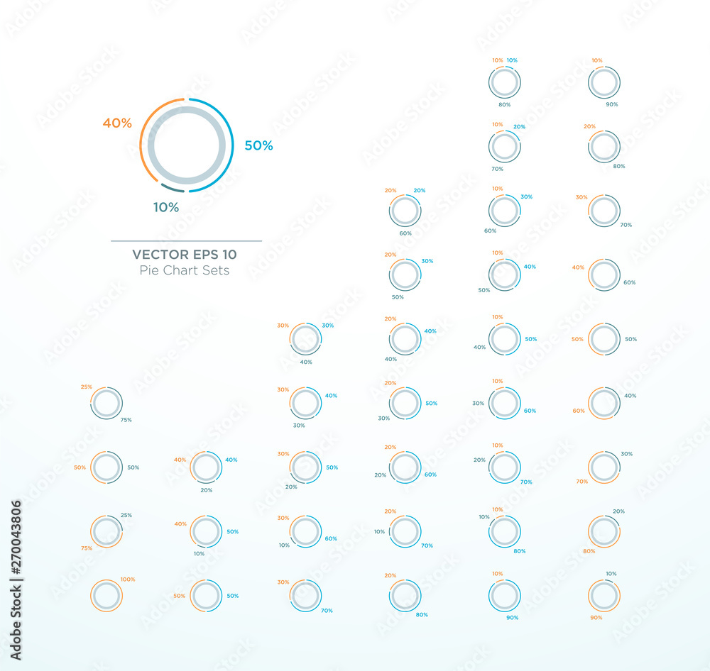 Pie Chart Vector Circle Diagram Infographic Outline Set Stock Vector ...