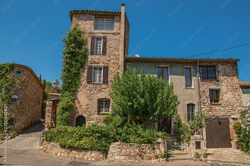 Old stone houses in alley at Les Arcs-sur-Argens