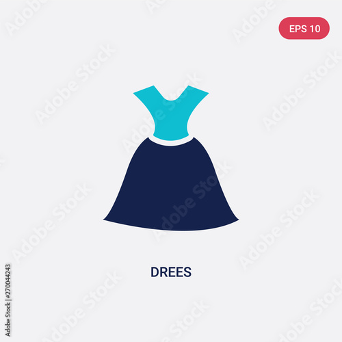 two color drees vector icon from clothes concept. isolated blue drees vector sign symbol can be use for web, mobile and logo. eps 10