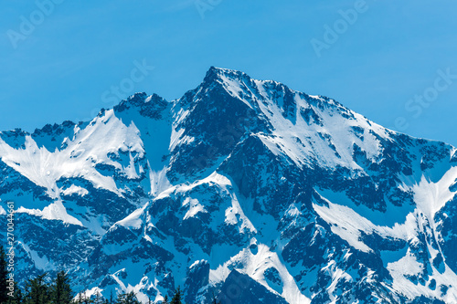 View of snow mountains in British Columbia, Canada.