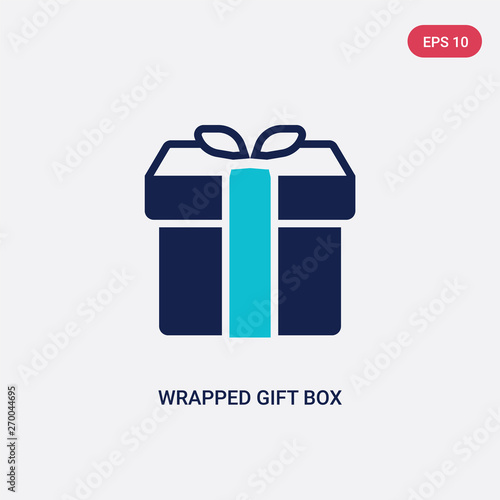 two color wrapped gift box with ribbon vector icon from commerce concept. isolated blue wrapped gift box with ribbon vector sign symbol can be use for web, mobile and logo. eps 10