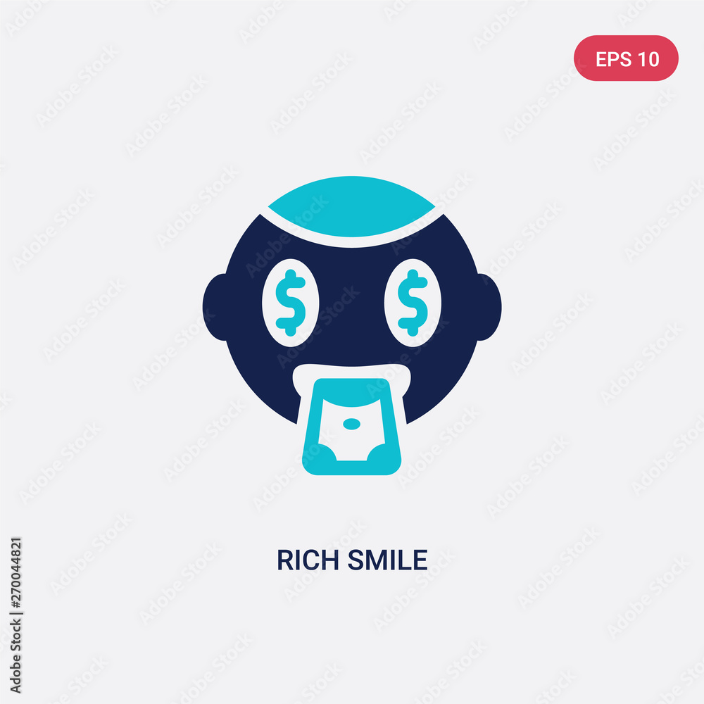 two color rich smile vector icon from commerce and shopping concept. isolated blue rich smile vector sign symbol can be use for web, mobile and logo. eps 10