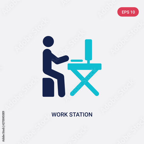 two color work station vector icon from computer concept. isolated blue work station vector sign symbol can be use for web, mobile and logo. eps 10