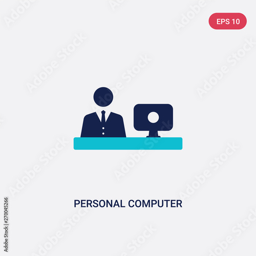 Fototapeta Naklejka Na Ścianę i Meble -  two color personal computer and worker vector icon from computer concept. isolated blue personal computer and worker vector sign symbol can be use for web, mobile and logo. eps 10