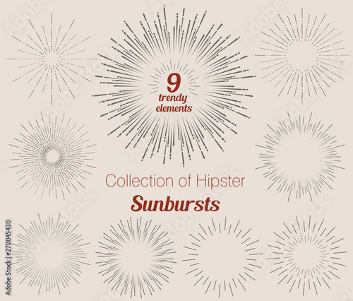 Vector hipster hand drawn retro sunburst rays design element. Element for retro vintage label, logo template, symbol laconic design