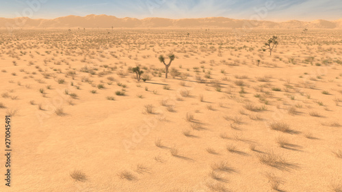 3D rendering of Desert Landscape with background sky