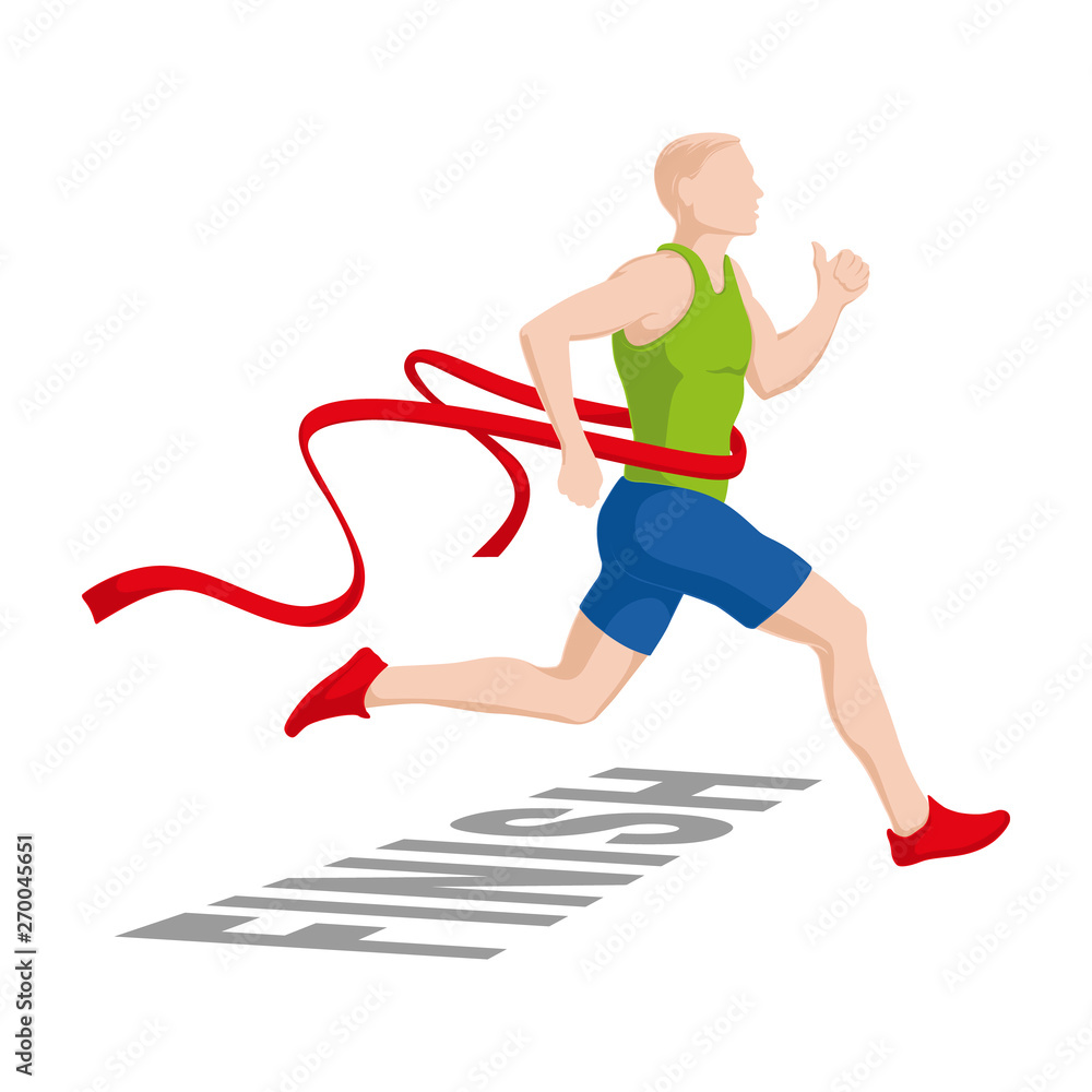 Running men. Running Marathons. Finish. Stock Vector illustration.