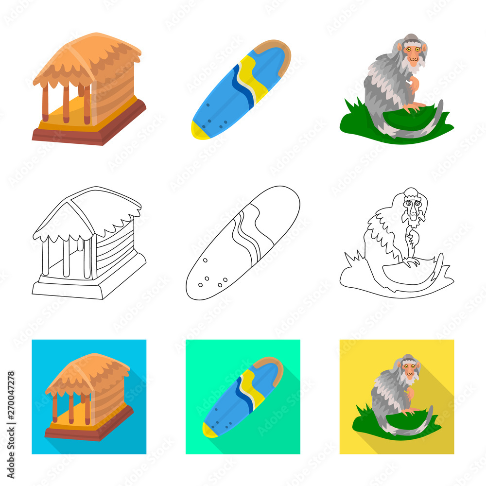Vector design of  and travel icon. Collection of  and traditional stock vector illustration.