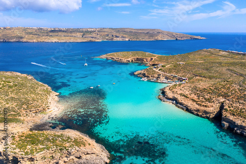 Blue lagoon on Comino island. Malta.