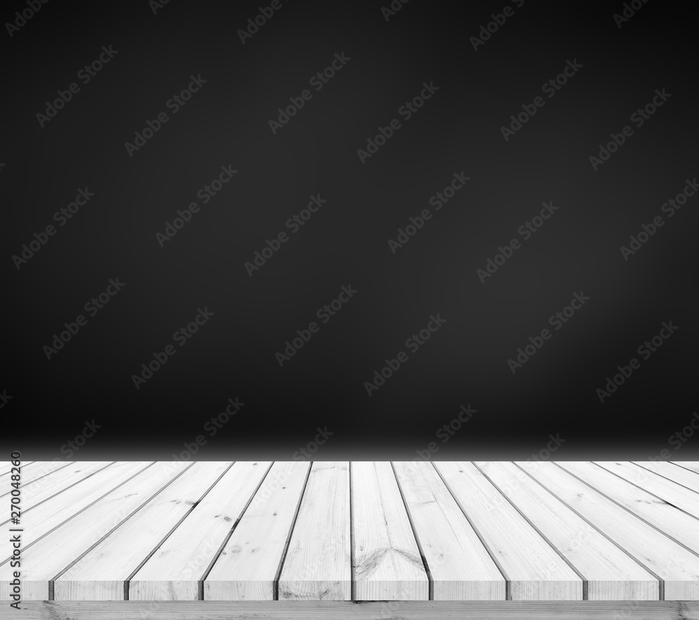 wood plank with abstract black leather background for product display