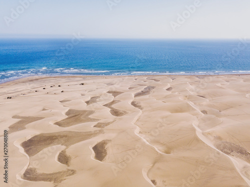 Sand dunes aerial view  Maspalomas from above  Gran Canaria beach  Spain