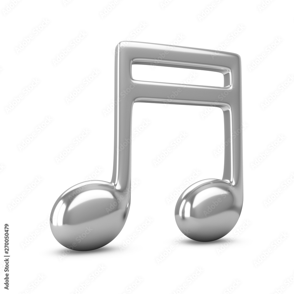 3d Rendering Silver Music Note isolated on white background 3d Rendering Silver Music Note isolated on white background