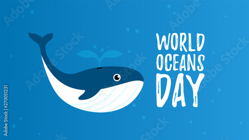 World oceans day concept in paper cut style