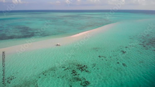 Crystal clear water at Mansalangan Sandbar in Balabac, Drone shot in Palawan, Philippines photo