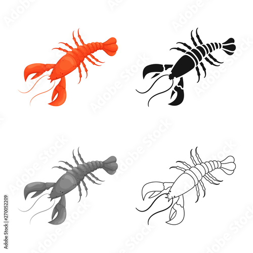 Isolated object of lobster and red icon. Set of lobster and atlantic stock vector illustration.