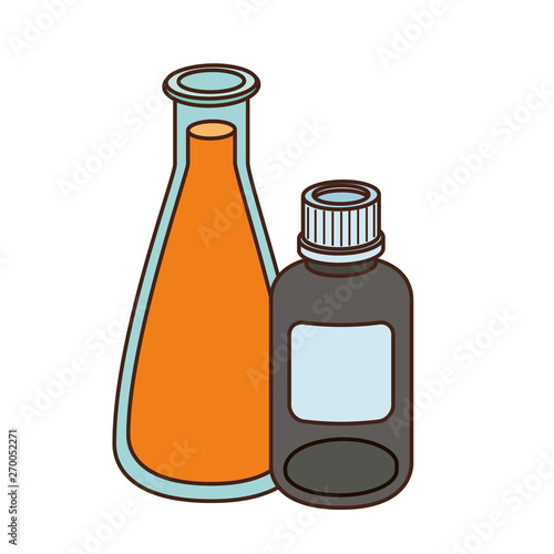 laboratory instruments with medicines in white background