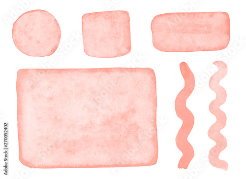 Set of light pink watercolor elements.