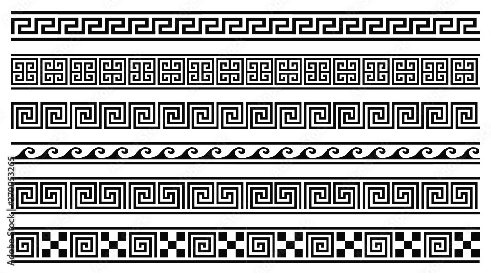 custom made wallpaper toronto digitalVector set of 6 greek style geometric seamless frames isolated on white background  