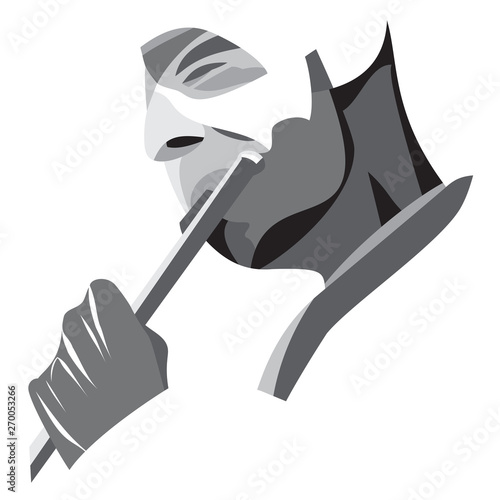 one man playing on fluite art vector illustration on white background