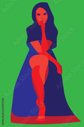 pretty woman sitting decorative vector illustration