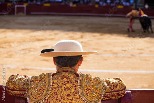 VALENCIA- MAY 11: "Corrida" (bullfighting) of bulls, typical Spanish tradition where a bullfighter kills a bull body against body.