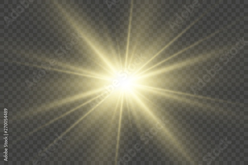 Light sources, concert lighting, spotlights. Concert spotlight with beam, illuminated spotlights for web design illustration.