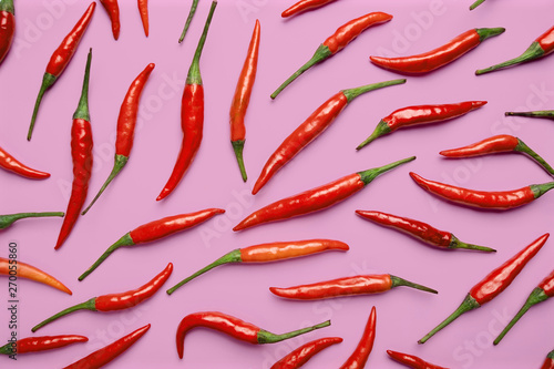 Red hot chilli pepper on purple background