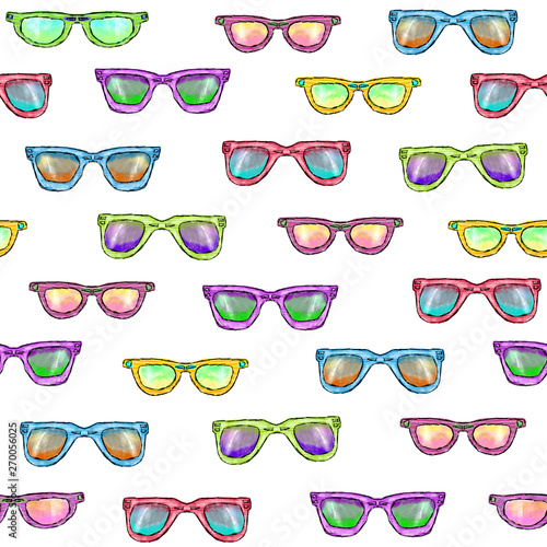 Seamless pattern with glasses on a white background
