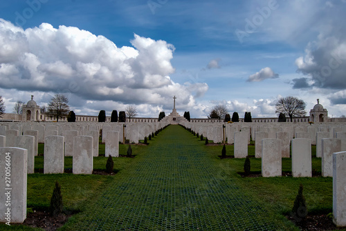 Tyne Cot Cemetery is located near Ypres in Belgium and is the largest British military cemetery in the world photo