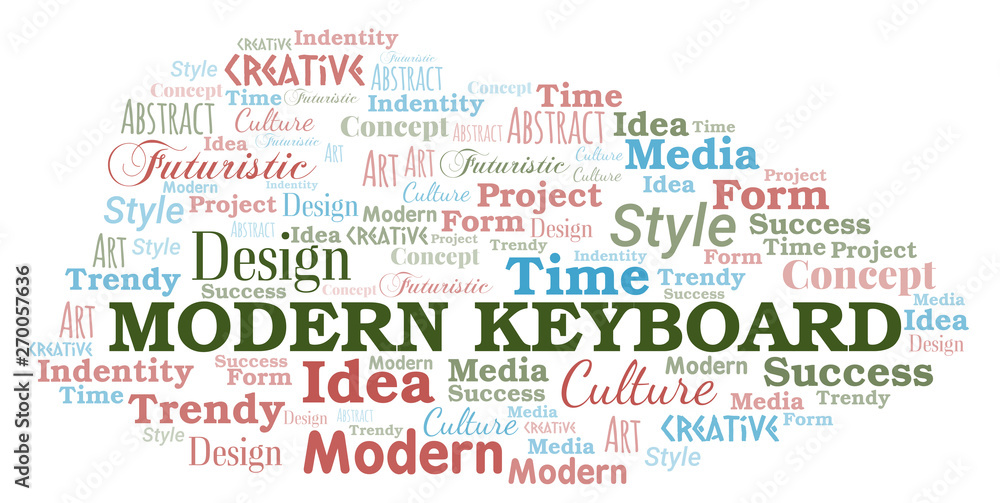 Modern Keyboard word cloud. Wordcloud made with text only.