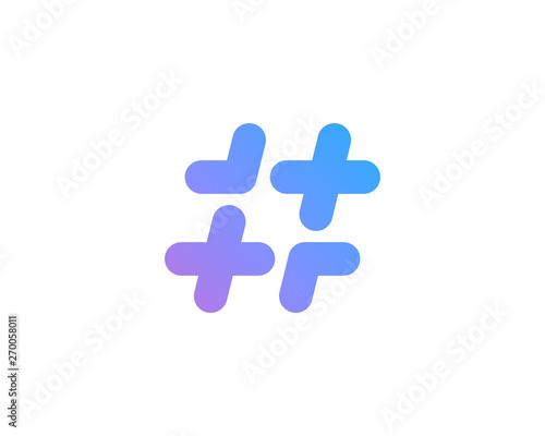 Hashtag symbol cross plus logo icon design template elements