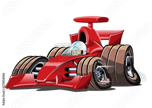 Vector cartoon formula 1 race car isolated on white