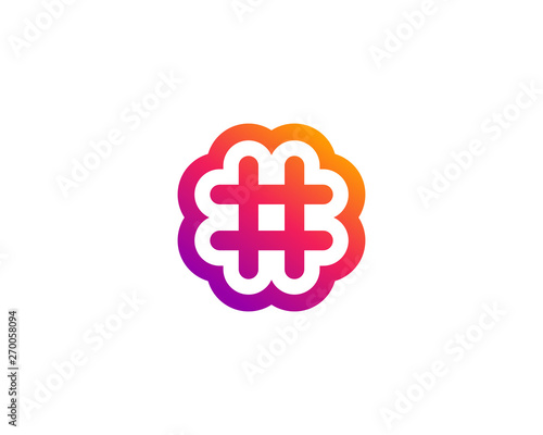 Hashtag symbol logo icon design with flower shape photo