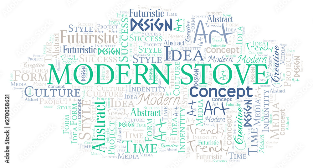 Fototapeta premium Modern Stove word cloud. Wordcloud made with text only.