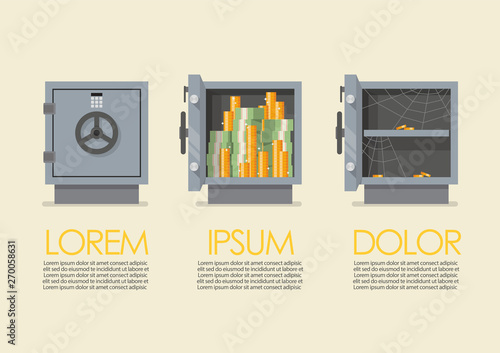 Set of security metal safe infographic