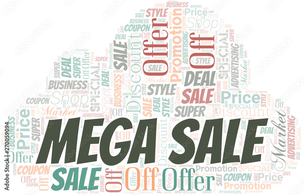 Mega Sale Word Cloud. Wordcloud Made With Text.