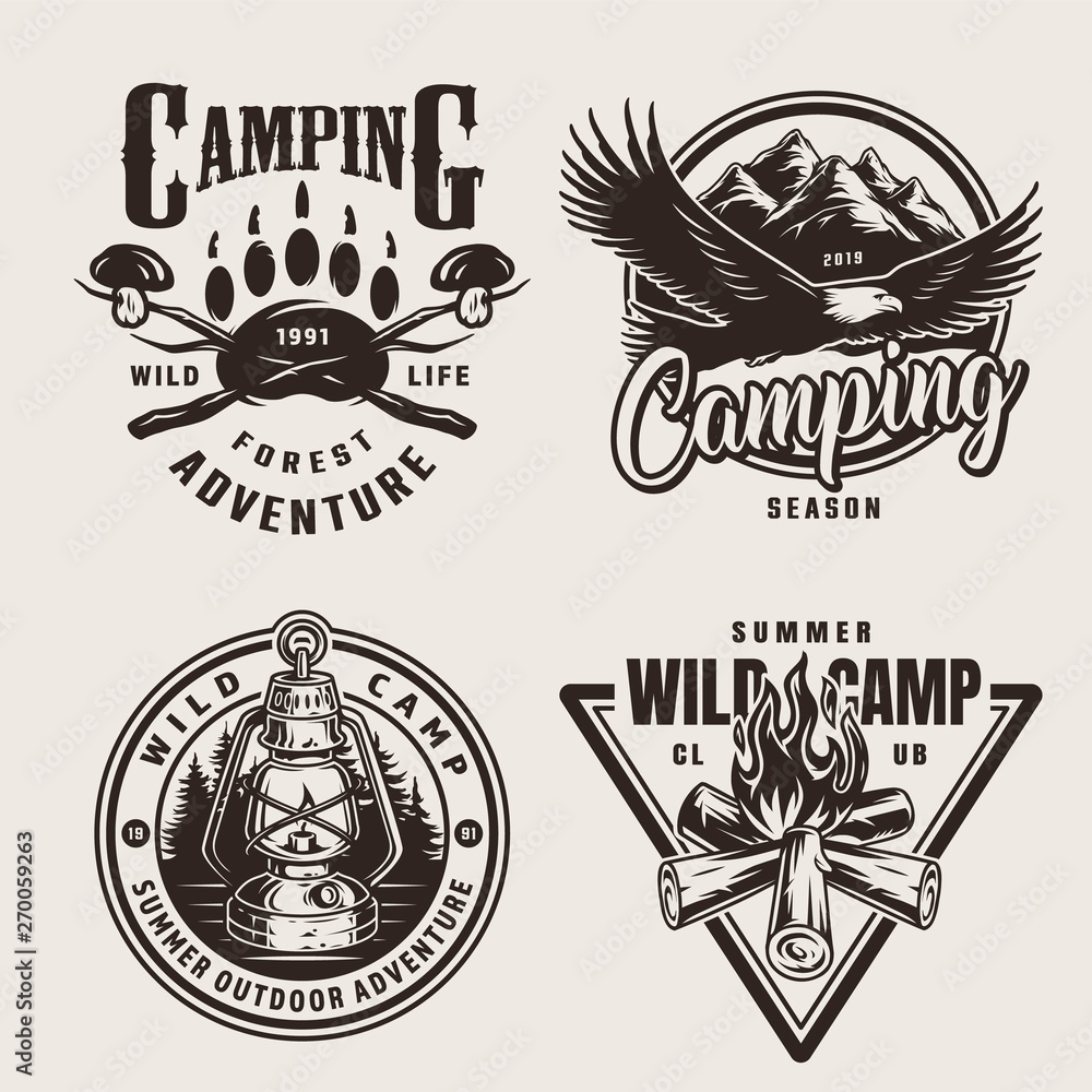 Fototapeta premium Vintage summer outdoor adventure emblems