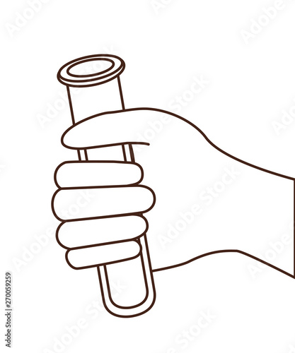 hand with laboratory instruments in white background