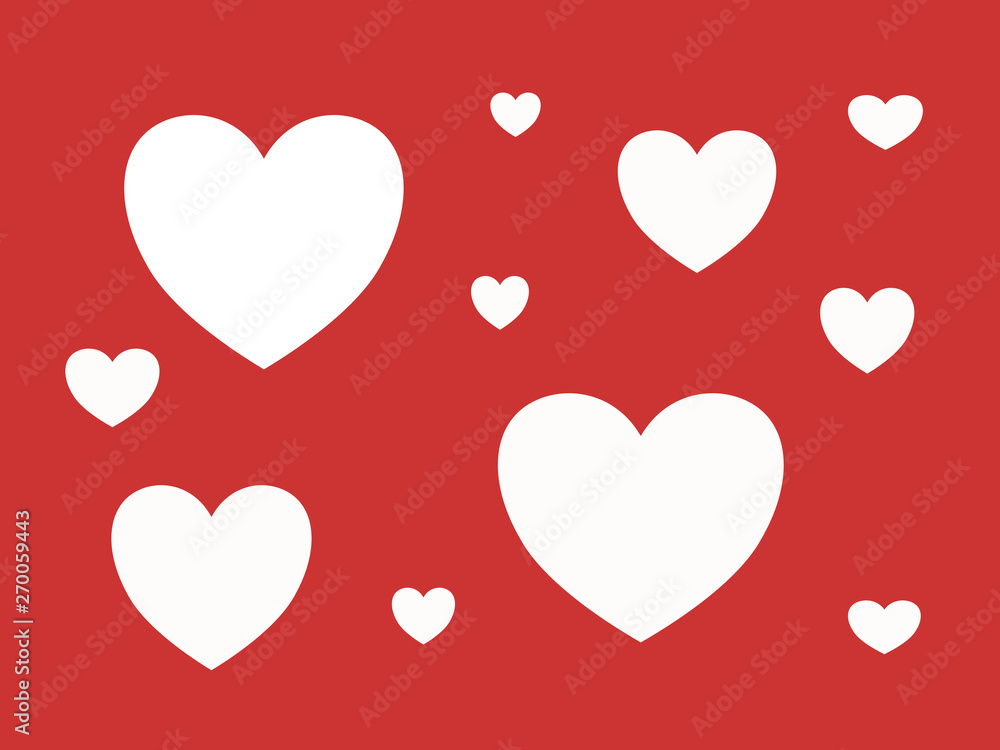 Weiße Herzen auf rotem Hintergrund
